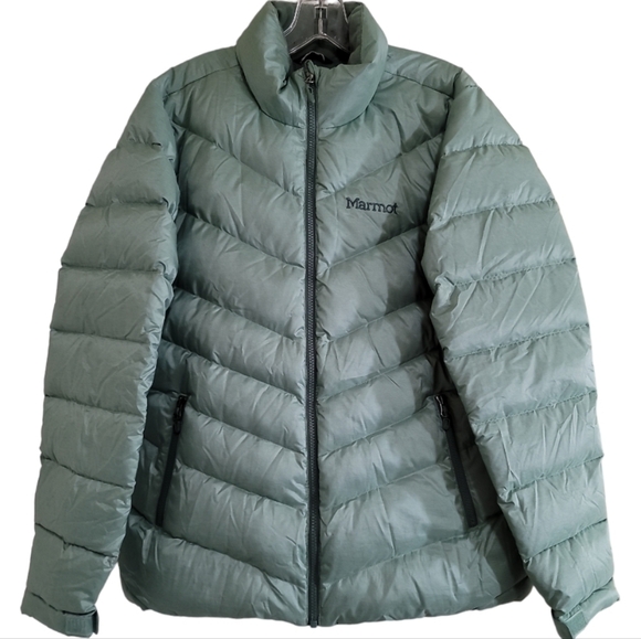 Marmot 600 Down Filled Quilted Puffer Coat Large Spanish Moss Pinecrest Coat - Picture 2 of 10
